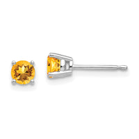 14k White Gold 4mm Citrine Earrings-XE71WCI