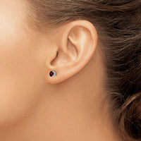 14k White Gold 4mm Garnet Earrings-XE71WGA