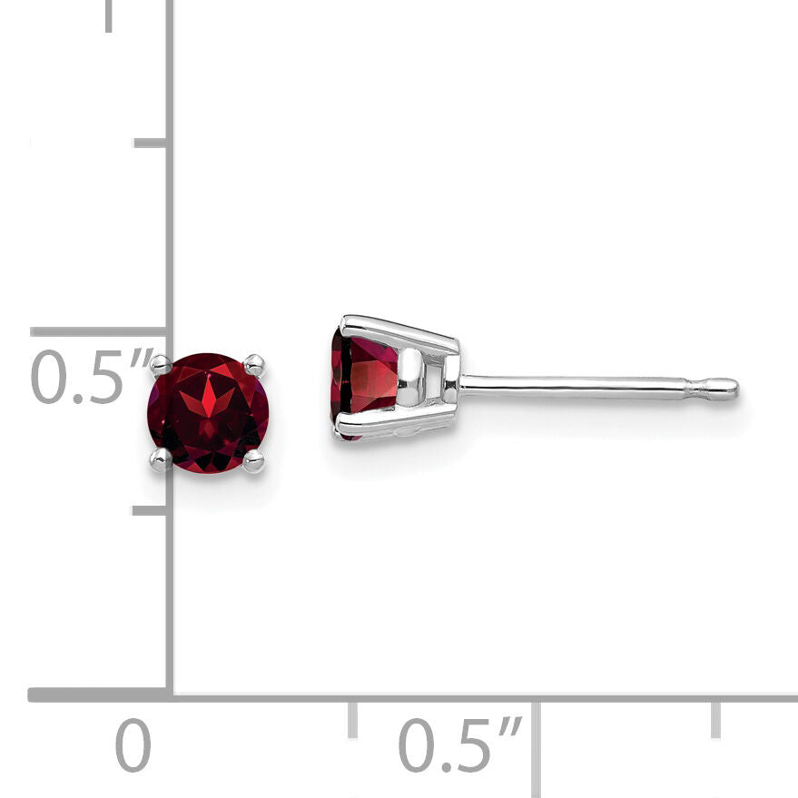 14k White Gold 4mm Garnet Earrings-XE71WGA