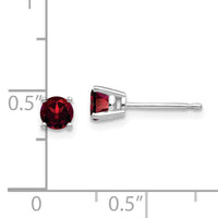 14k White Gold 4mm Garnet Earrings-XE71WGA