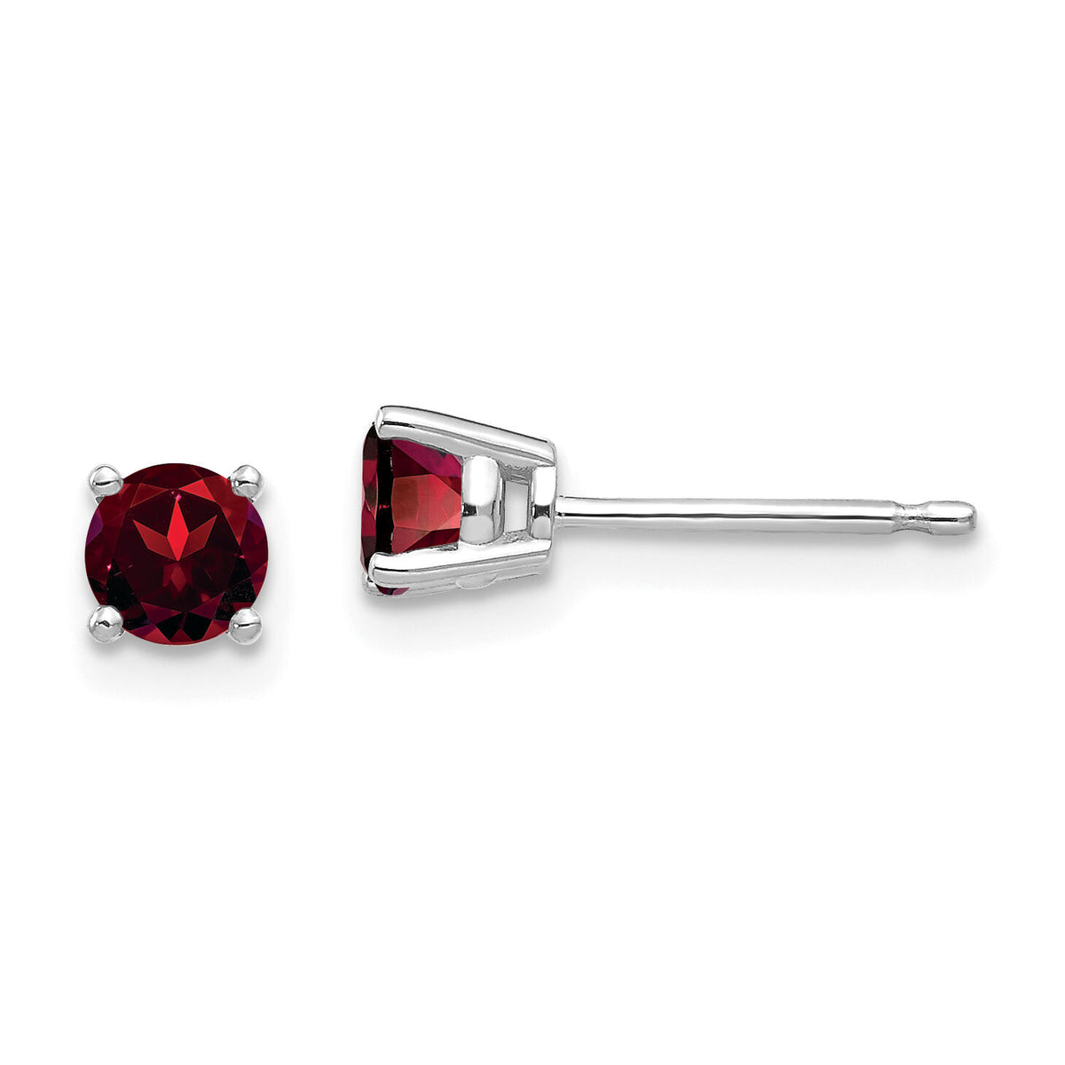 14k White Gold 4mm Garnet Earrings-XE71WGA