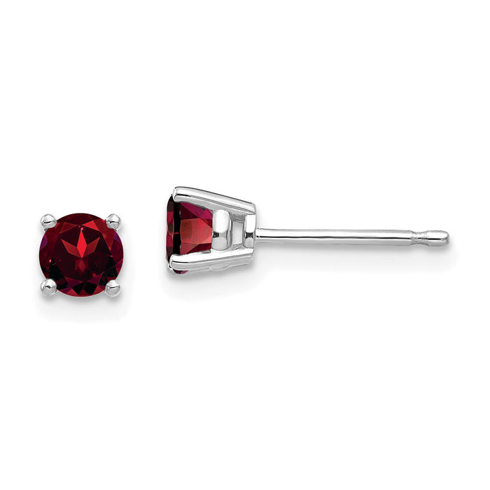 14k White Gold 4mm Garnet Earrings-XE71WGA
