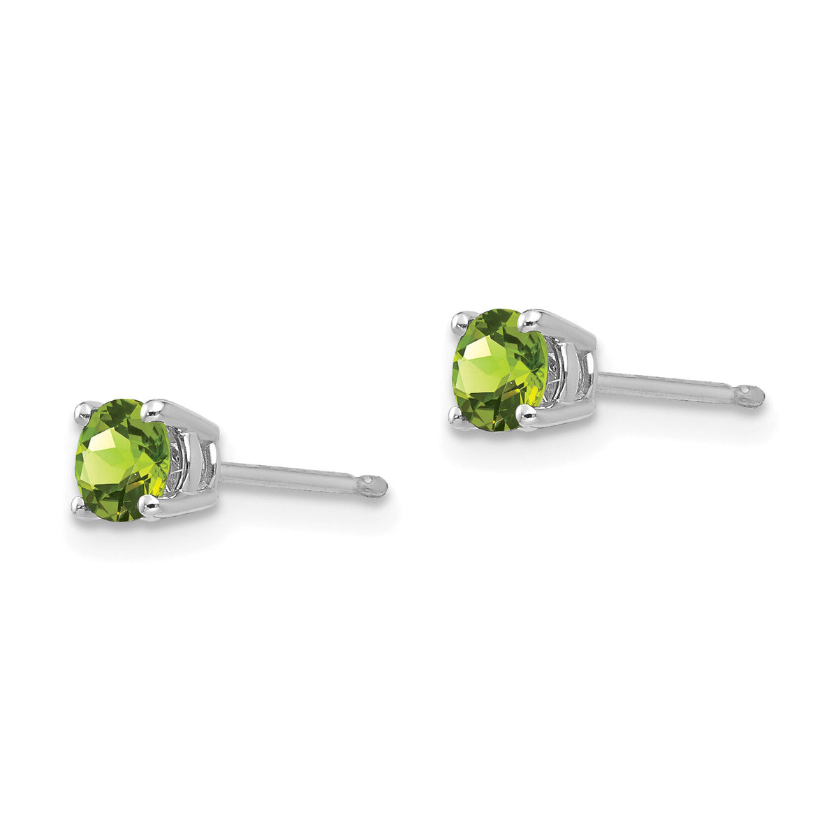 14k White Gold 4mm Peridot Earrings-XE71WPE