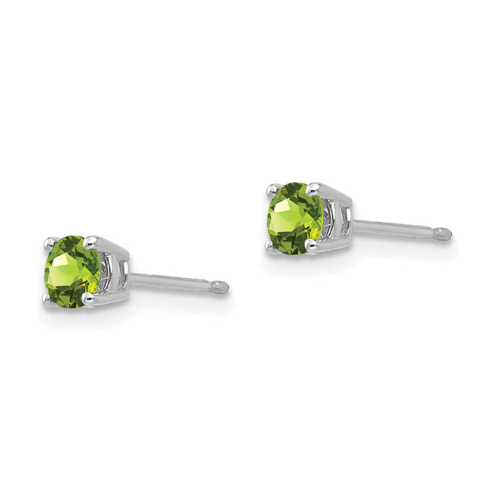 14k White Gold 4mm Peridot Earrings-XE71WPE