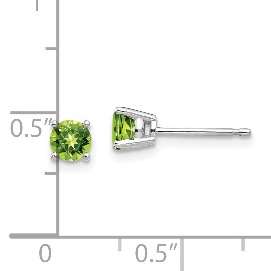 14k White Gold 4mm Peridot Earrings-XE71WPE