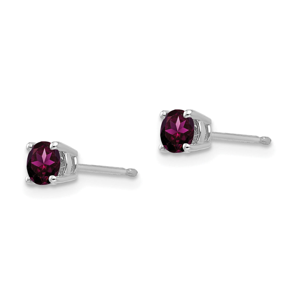 14k White Gold 4mm Rhodolite Garnet Earrings-XE71WRG