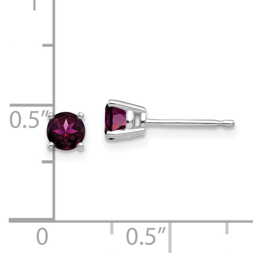 14k White Gold 4mm Rhodolite Garnet Earrings-XE71WRG