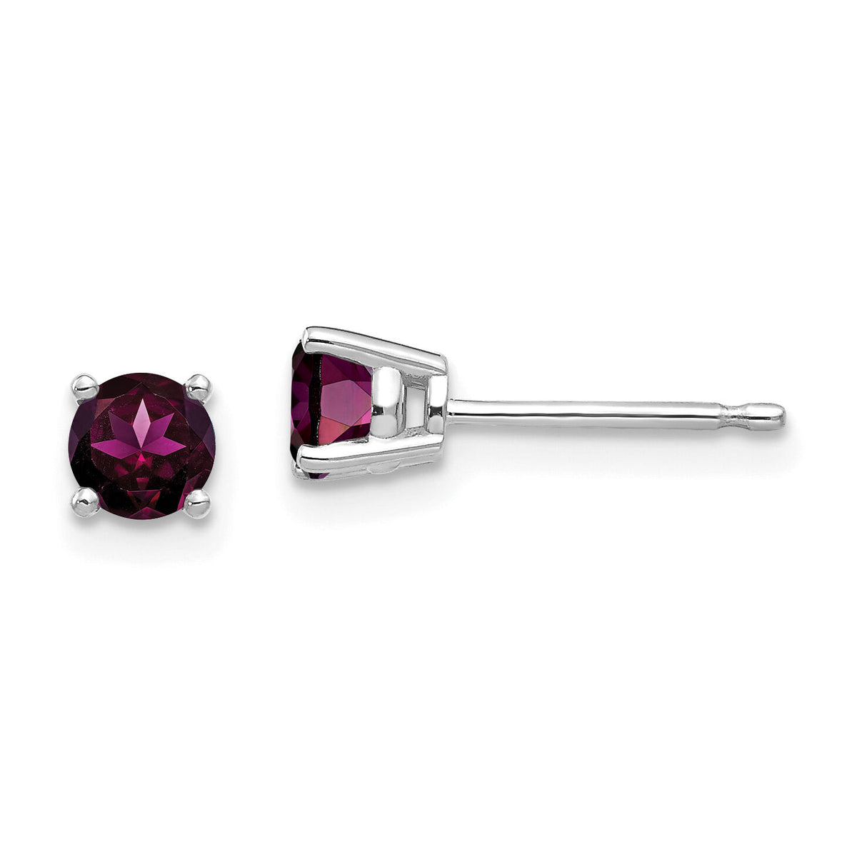 14k White Gold 4mm Rhodolite Garnet Earrings-XE71WRG