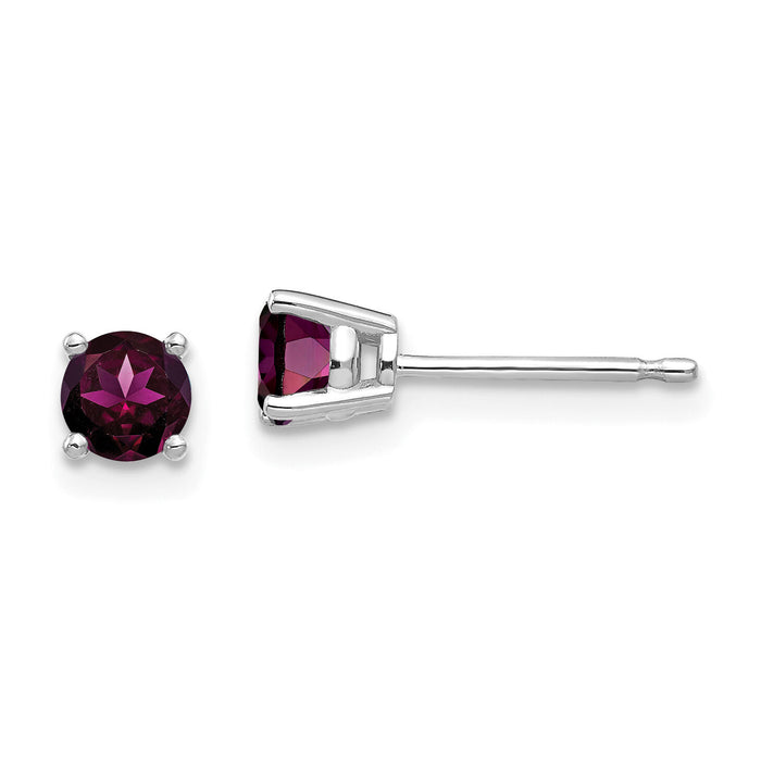 14k White Gold 4mm Rhodolite Garnet Earrings-XE71WRG