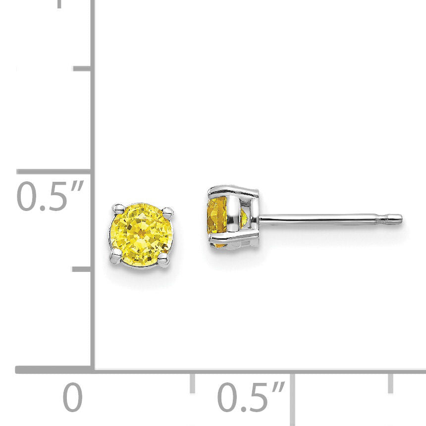 14k White Gold Yellow Sapphire Earrings-XE71WYS-B