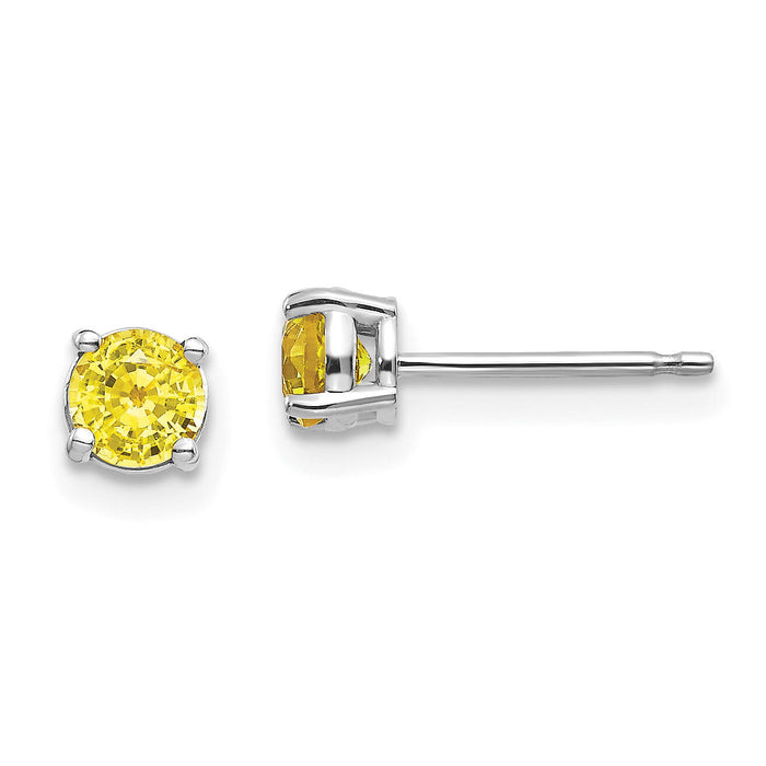 14k White Gold Yellow Sapphire Earrings-XE71WYS-B