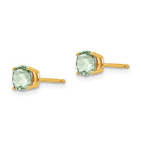 14k 5mm Round Green Quartz Earrings-XE72AG