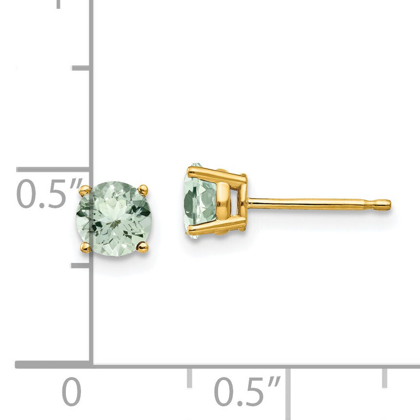14k 5mm Round Green Quartz Earrings-XE72AG