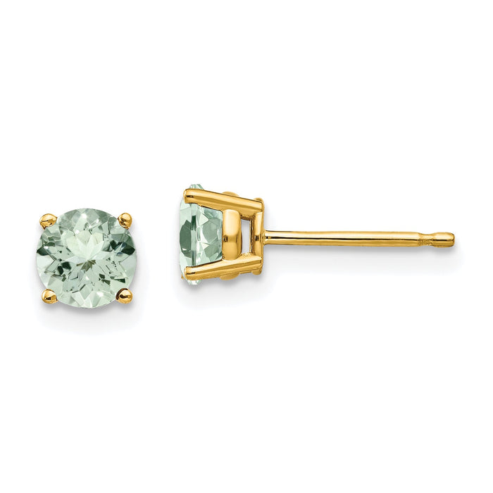 14k 5mm Round Green Quartz Earrings-XE72AG