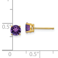 14k 5mm Amethyst Post Earrings-XE72AM