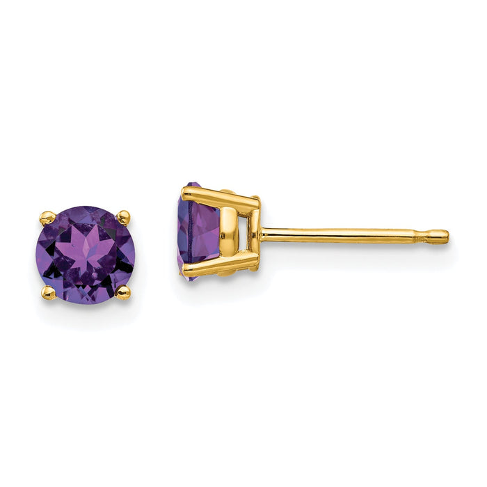 14k 5mm Amethyst Post Earrings-XE72AM