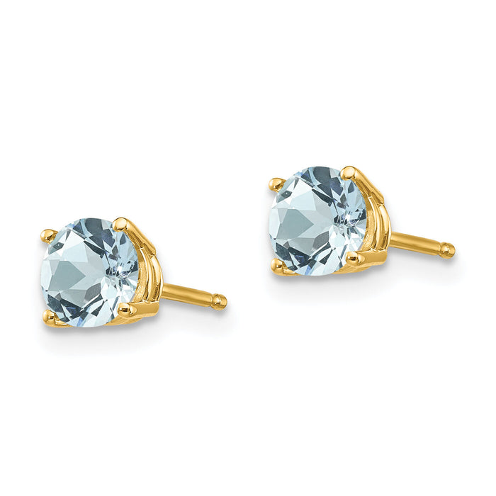 14k Aquamarine Post Earrings-XE72AQ-B