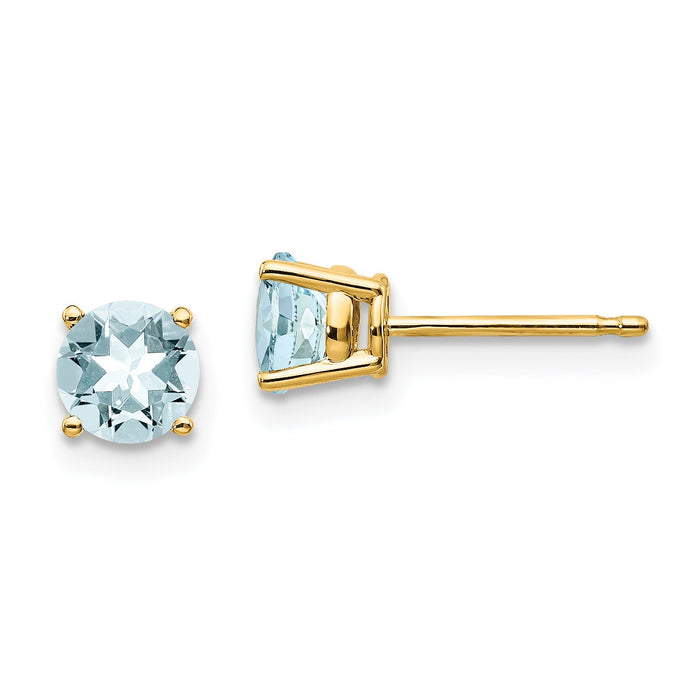 14k Aquamarine Post Earrings-XE72AQ-B