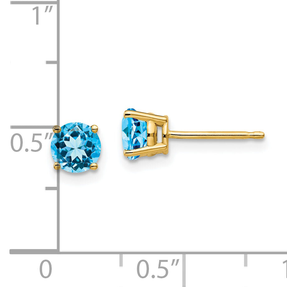 14k 5mm Blue Topaz Earrings-XE72BT