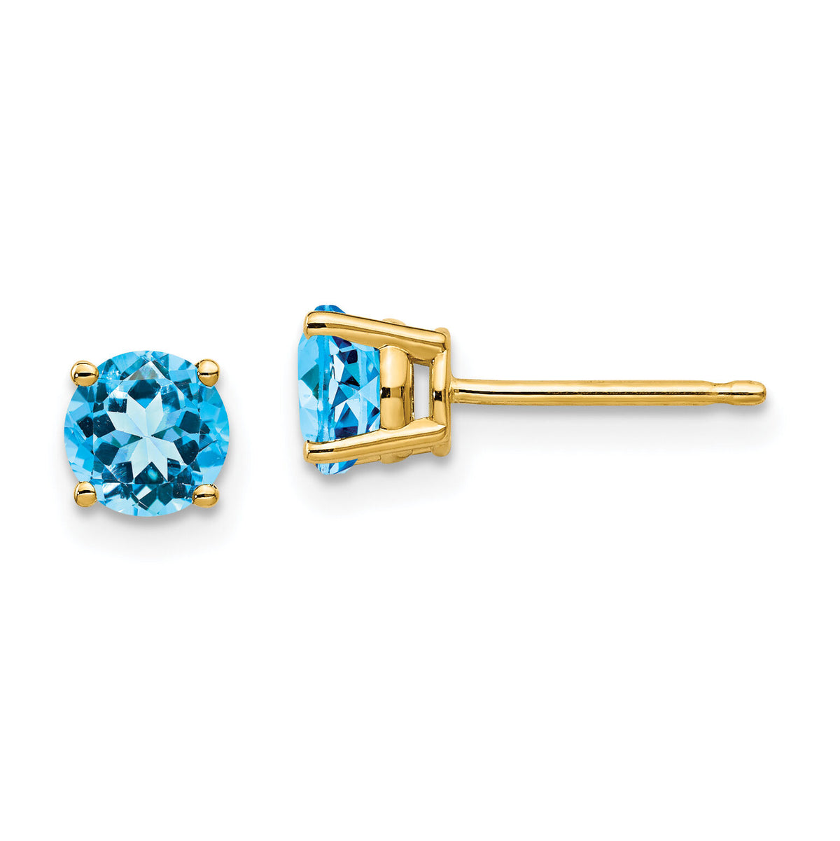 14k 5mm Blue Topaz Earrings-XE72BT