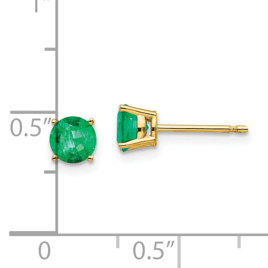 14k Emerald Post Earrings-XE72E-B