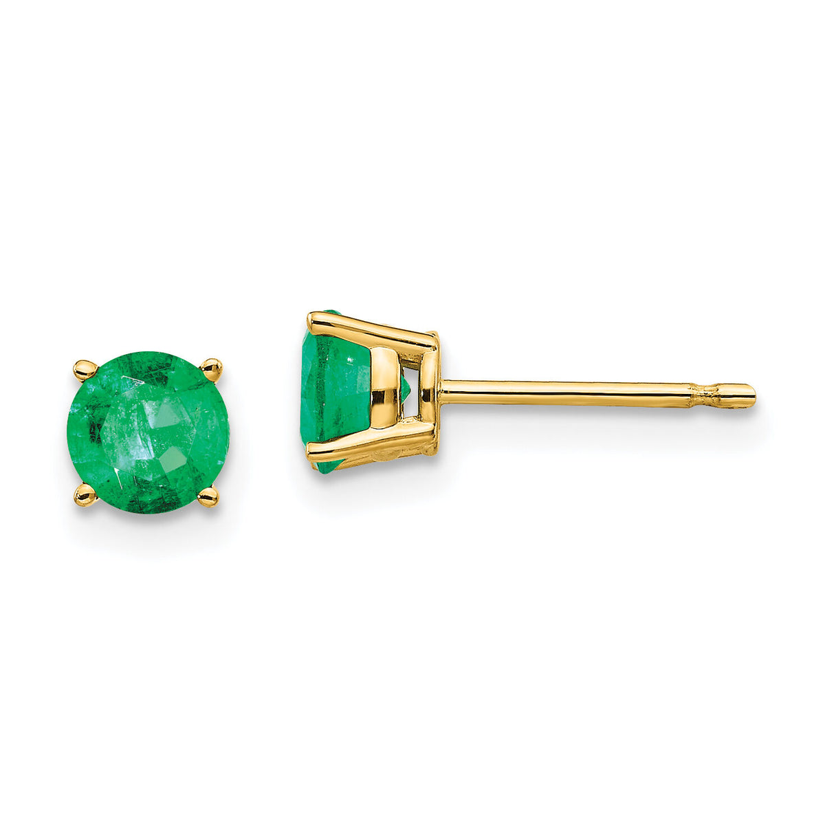 14k Emerald Post Earrings-XE72E-B