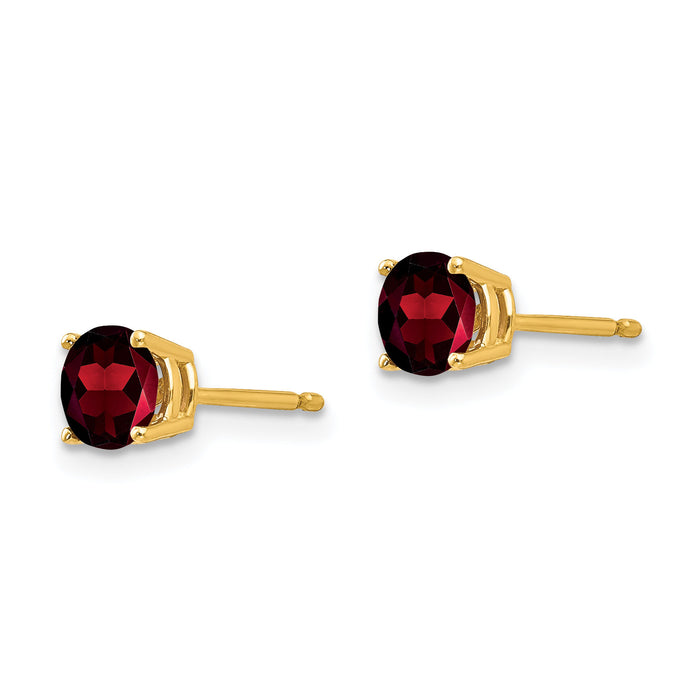 14k 5mm Garnet Post Earrings-XE72GA