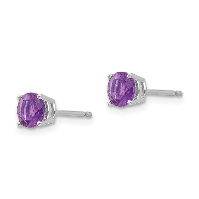 14k White Gold 5mm Amethyst Earrings-XE72WAM