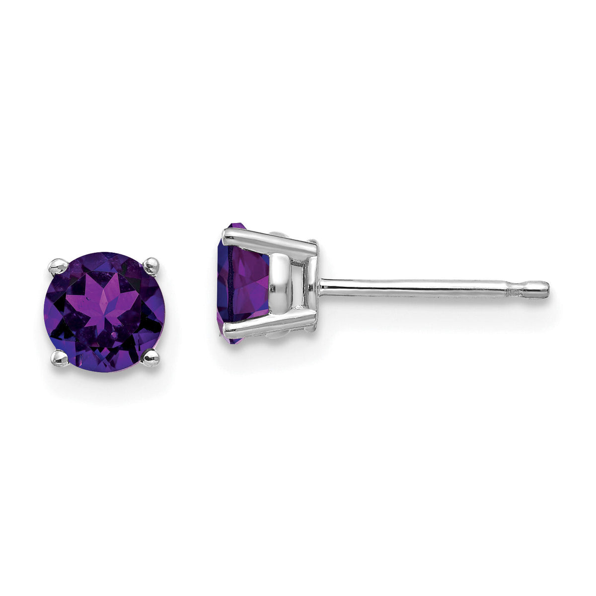 14k White Gold 5mm Amethyst Earrings-XE72WAM