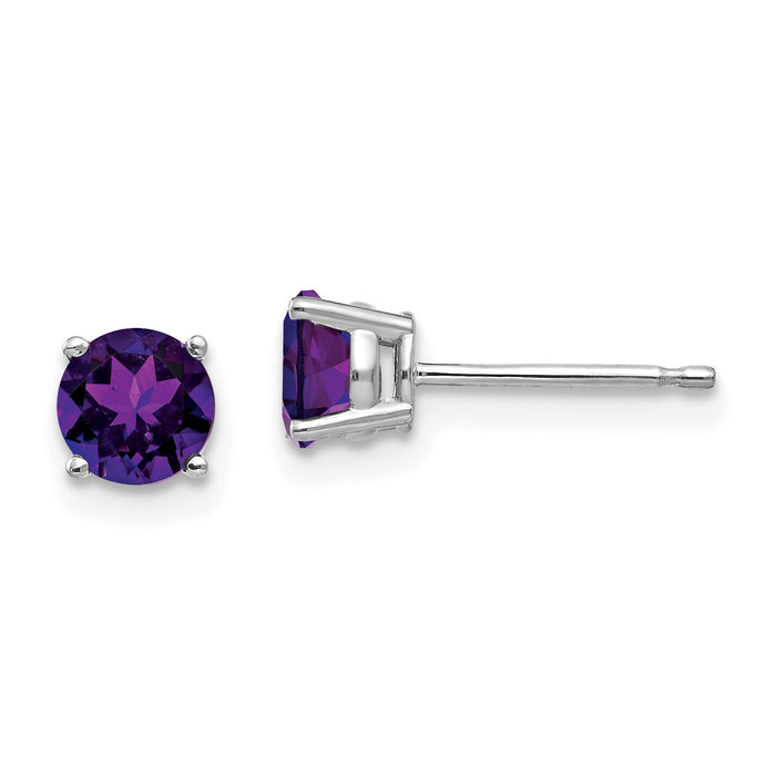 14k White Gold 5mm Amethyst Earrings-XE72WAM