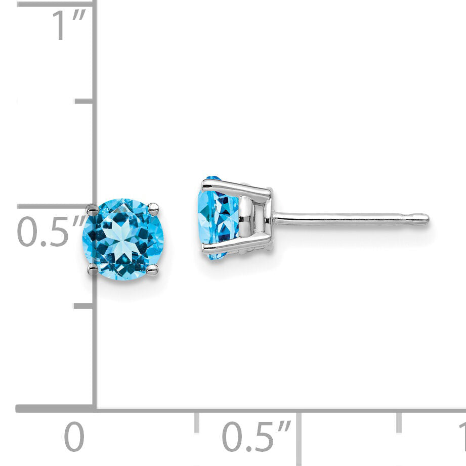 14k White Gold 5mm Blue Topaz Earrings-XE72WBT