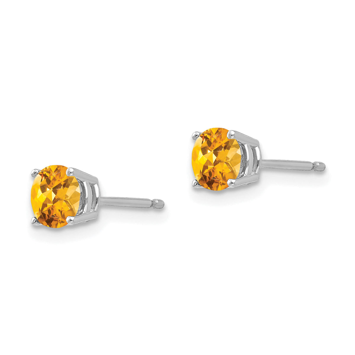 14k White Gold 5mm Citrine Earrings-XE72WCI