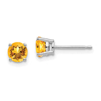 14k White Gold 5mm Citrine Earrings-XE72WCI