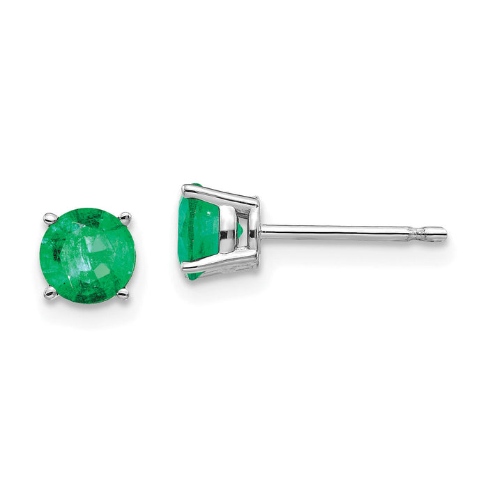 14k White Gold Emerald Earrings-XE72WE-B
