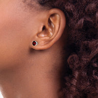14k White Gold 5mm Garnet Earrings-XE72WGA