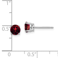 14k White Gold 5mm Garnet Earrings-XE72WGA