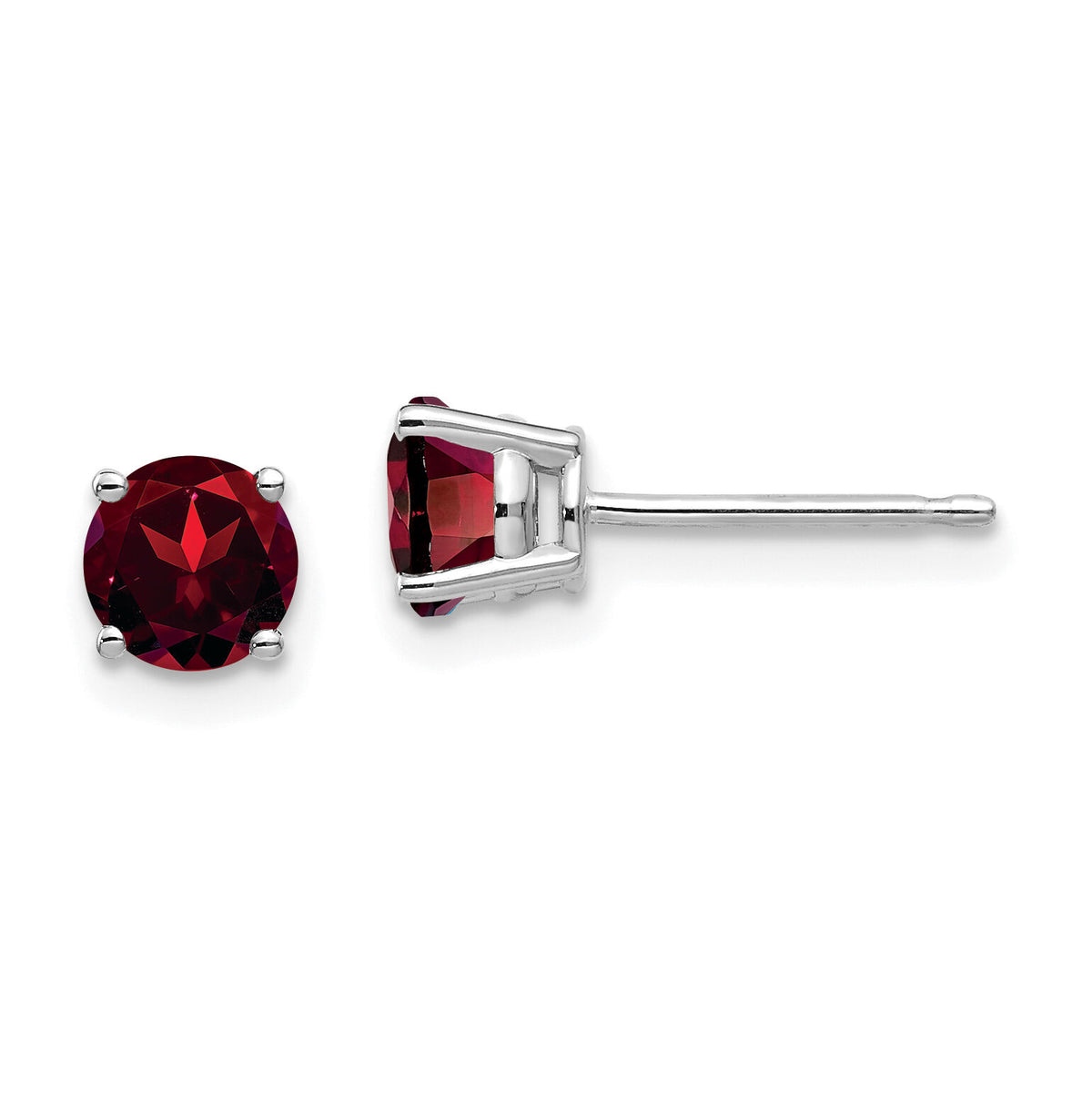 14k White Gold 5mm Garnet Earrings-XE72WGA