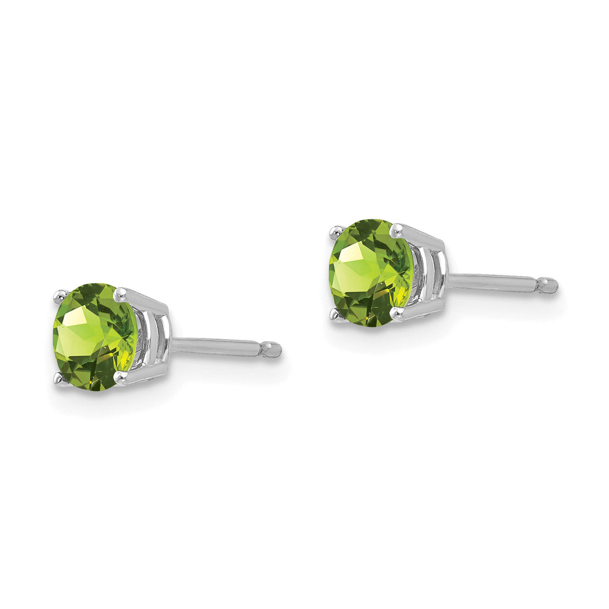 14k White Gold 5mm Peridot Earrings-XE72WPE