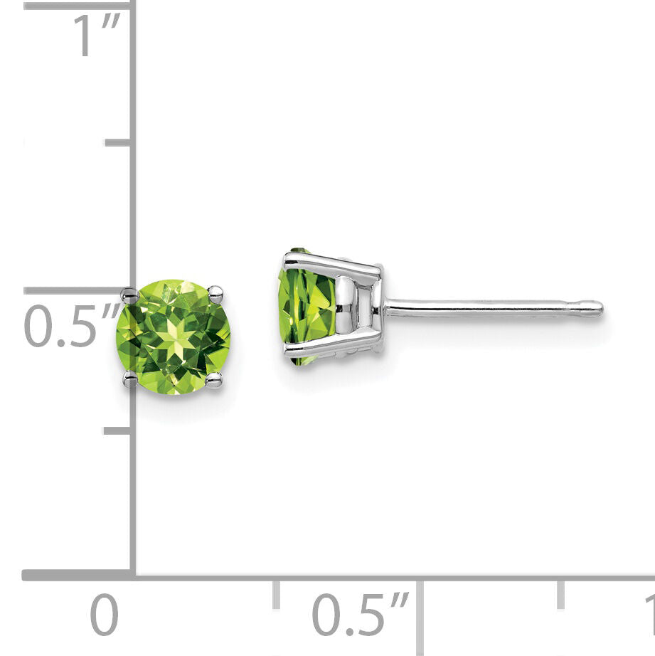 14k White Gold 5mm Peridot Earrings-XE72WPE