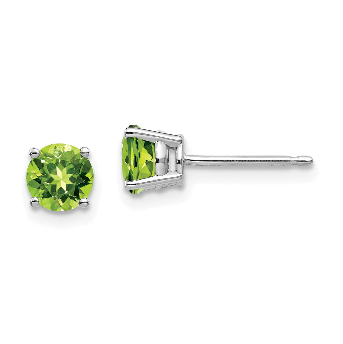 14k White Gold 5mm Peridot Earrings-XE72WPE