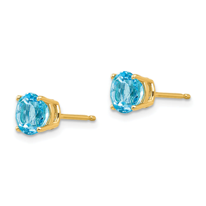 14k 6mm Blue Topaz Earrings-XE73BT