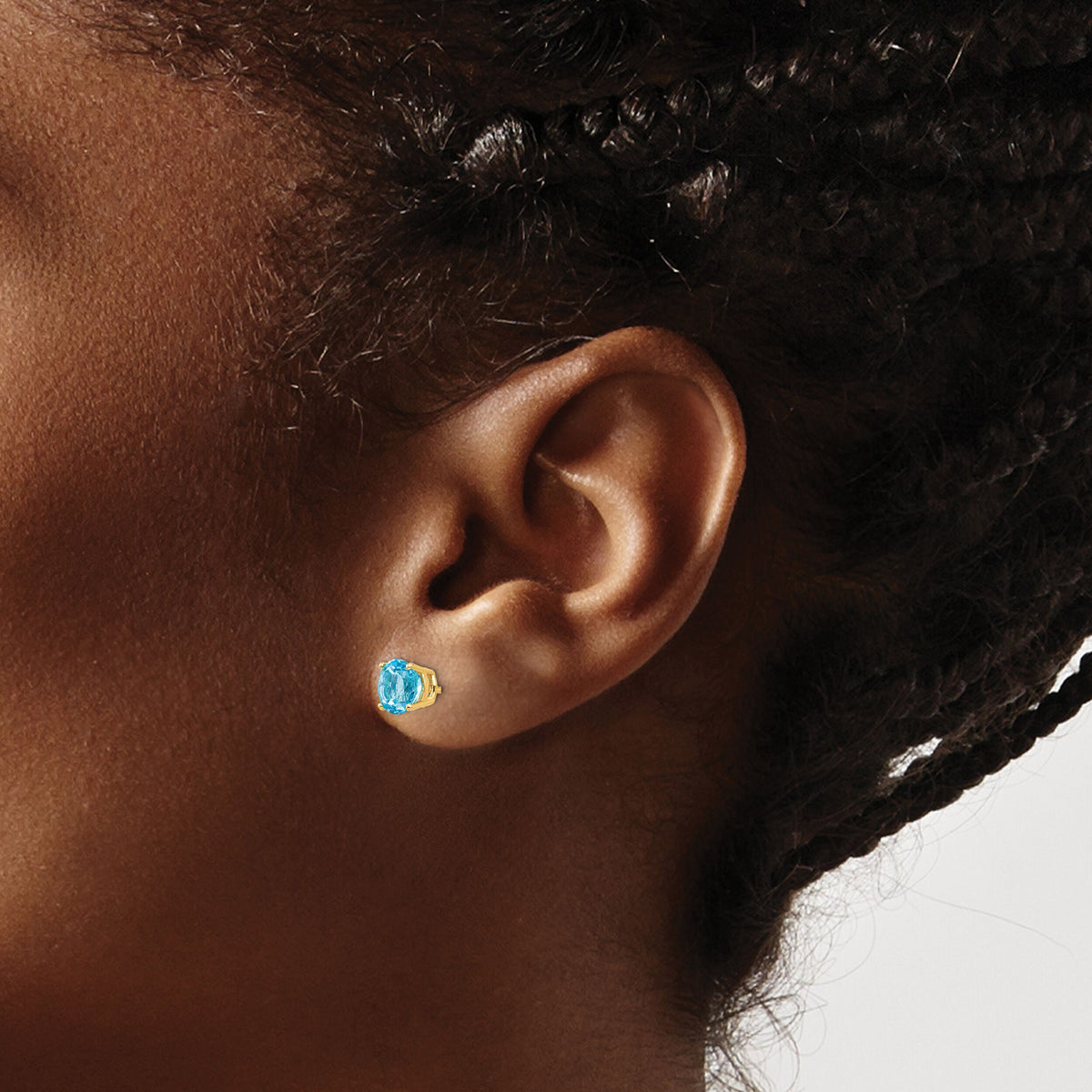 14k 6mm Blue Topaz Earrings-XE73BT