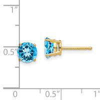 14k 6mm Blue Topaz Earrings-XE73BT