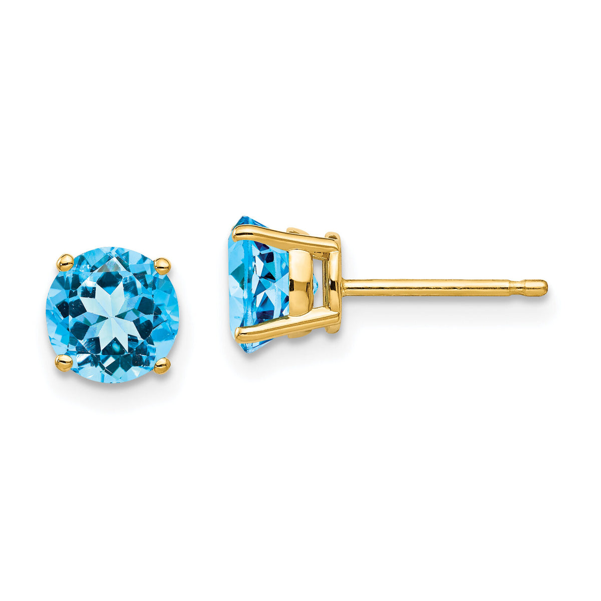 14k 6mm Blue Topaz Earrings-XE73BT