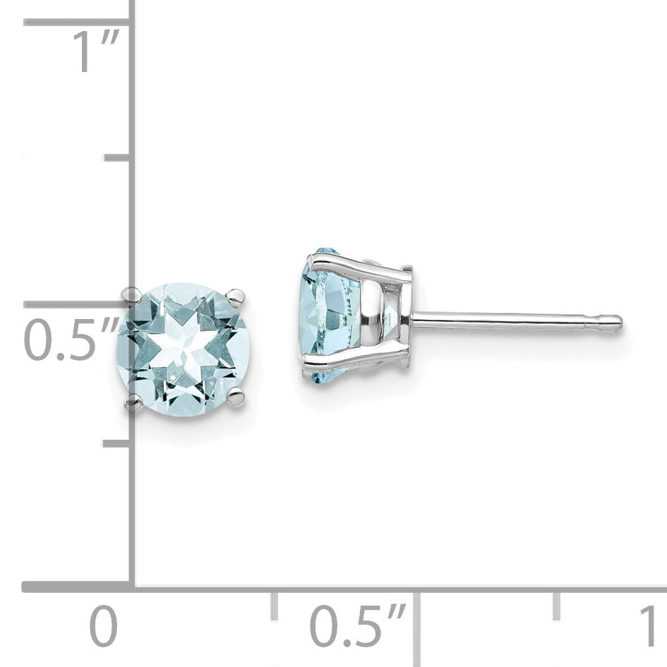 14k White Gold Aquamarine Earrings-XE73WAQ-B