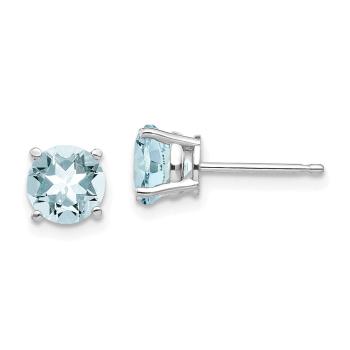 14k White Gold Aquamarine Earrings-XE73WAQ-B