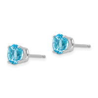 14k White Gold 6mm Blue Topaz Earrings-XE73WBT