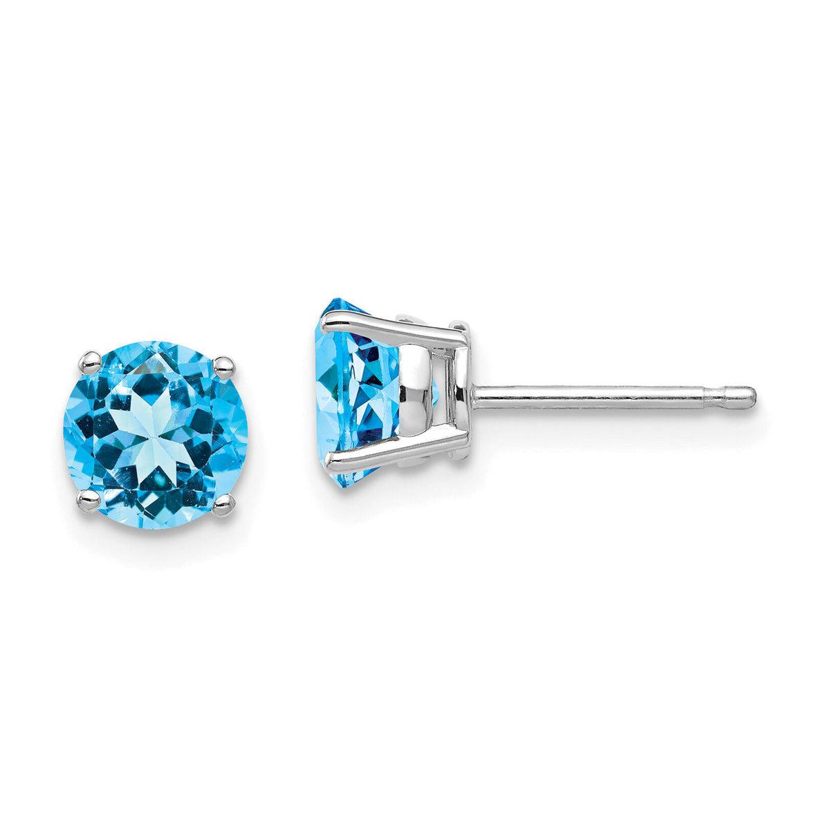 14k White Gold 6mm Blue Topaz Earrings-XE73WBT