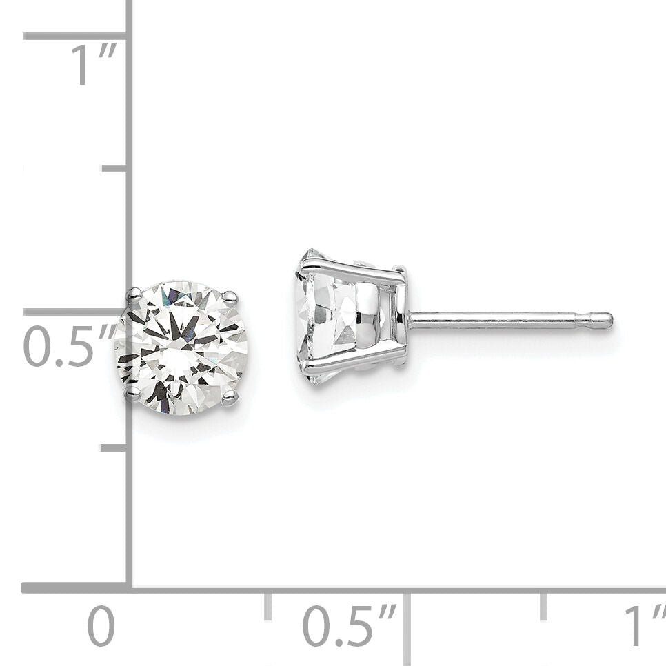 14k White Gold 6mm Cubic Zirconia Earrings-XE73WCZ
