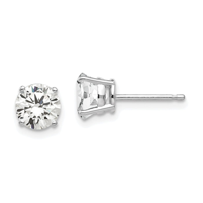 14k White Gold 6mm Cubic Zirconia Earrings-XE73WCZ
